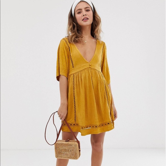 V-neck mustard dress - Picture 4 of 6